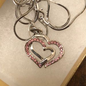 Pink Heart Crystal Necklace